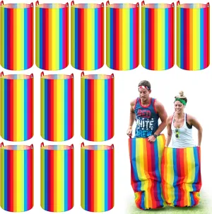 Lenwen 12 Pack Large Potato Sack Race Bags for Kid Adults Family Outdoor Easter Carnival Games Oxford Cloth Potato Sacks for Birthday Party Fall Festival Games, 35.4 x 27.6 Inch