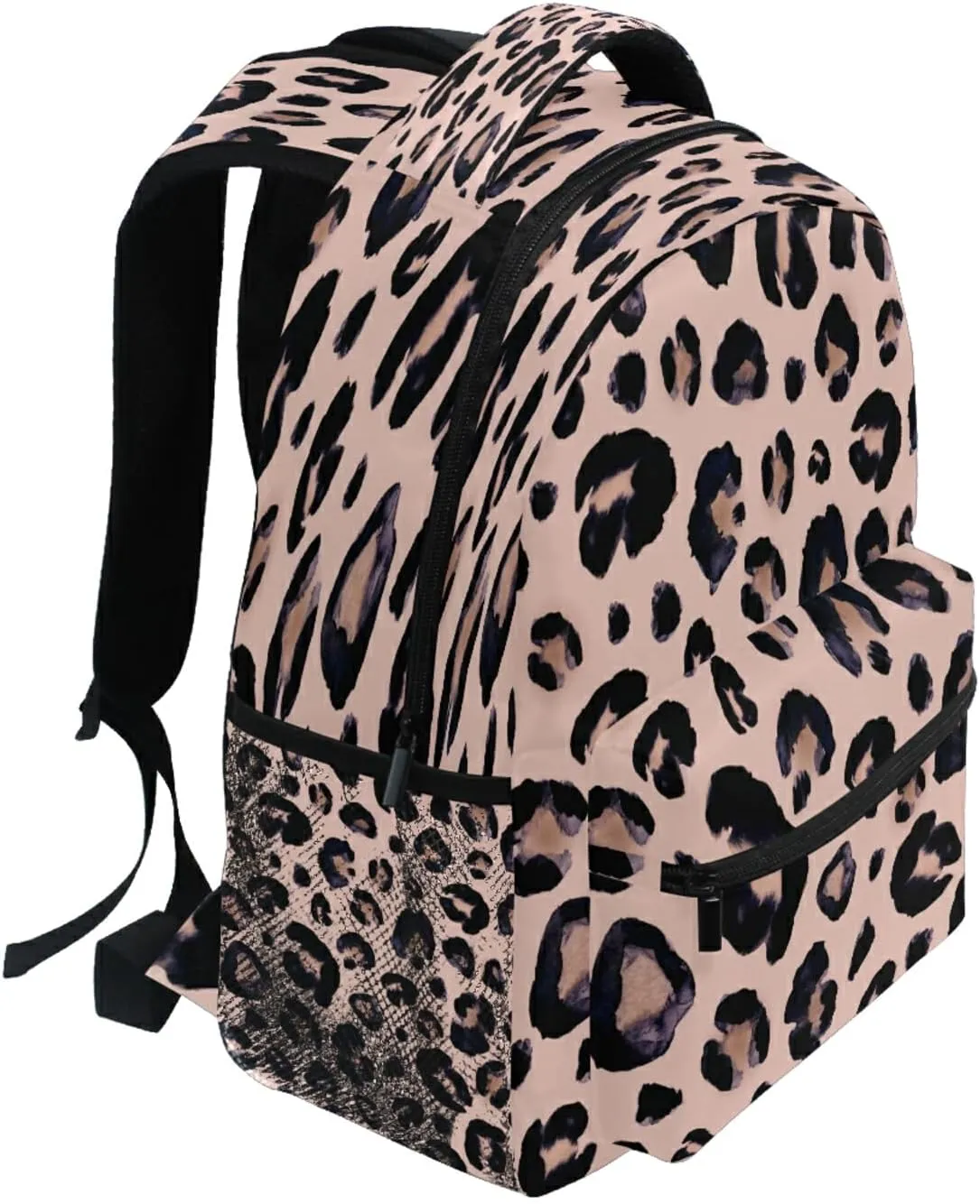 Leopard Print Cheetah Pink Backpack School Bags Bookbags for Teen Kids Travel Daypack One Size