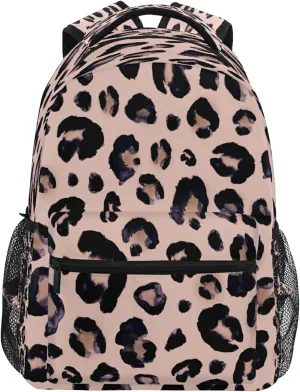 Leopard Print Cheetah Pink Backpack School Bags Bookbags for Teen Kids Travel Daypack One Size
