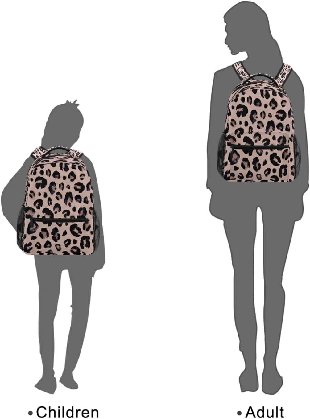 Leopard Print Cheetah Pink Backpack School Bags Bookbags for Teen Kids Travel Daypack One Size