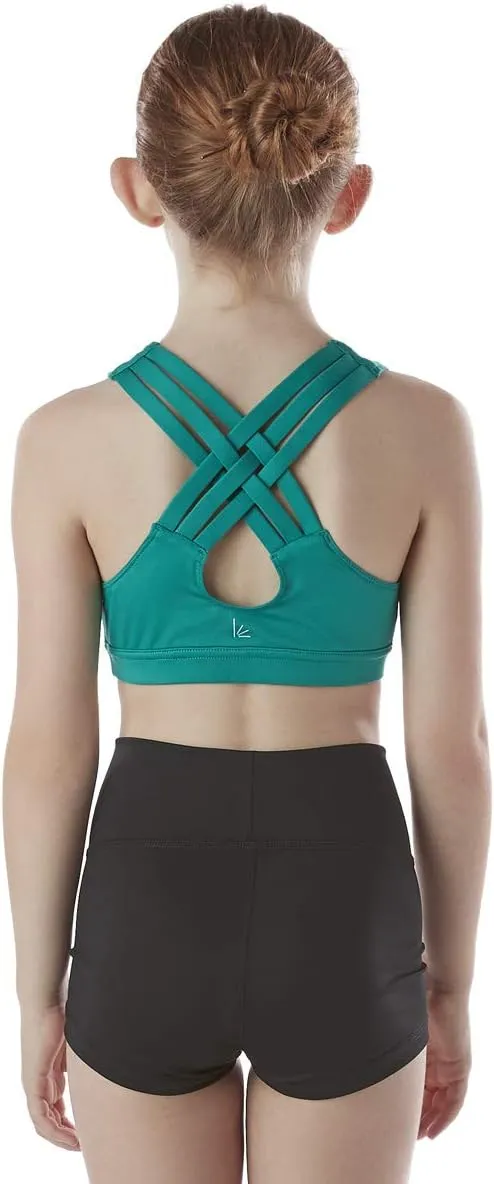 Liakada Girls Braided Sports Bra with Integrated Bra Shelf Liner for Dance, Gym, Aerobics. Yoga, Cheer!