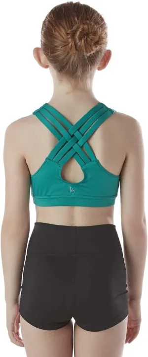 Liakada Girls Braided Sports Bra with Integrated Bra Shelf Liner for Dance, Gym, Aerobics. Yoga, Cheer!