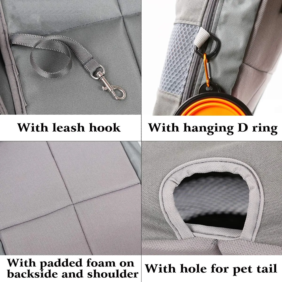 Lifeunion Legs Out Dog Carrier Backpack Hands-Free Adjustable Pet Travel Carrier for Small Medium Dogs Cats Motorcycle Hiking Walking (Grey)