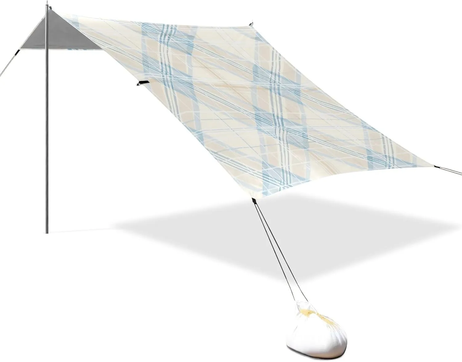 Light Blue Lattice Designed UPF50  Beach Tent Lightweight Portable Sun Shelter with Sand Pockets for Camping, Picnics, Backyard & Fishing carpa para Playa