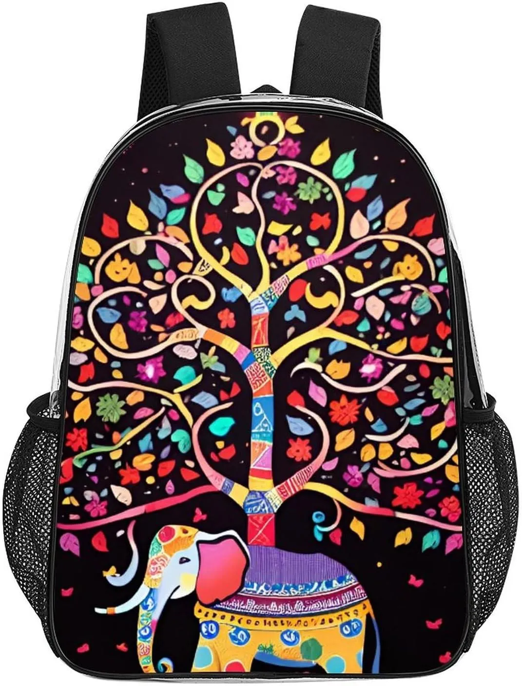 Lightweight Daypack Backpack for Trekking Work Running - Big Capacity Multipurpose Transparent Bookbag, Elephant Tree Lucky Art Business Computer Bag