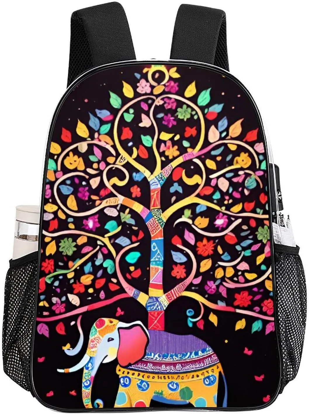 Lightweight Daypack Backpack for Trekking Work Running - Big Capacity Multipurpose Transparent Bookbag, Elephant Tree Lucky Art Business Computer Bag