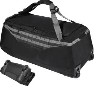 Lineslife Foldable Duffle Bag with Wheels, Large Travel Duffel Bag, 140L Black