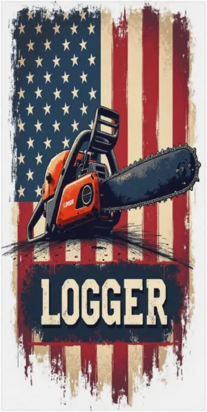 Logger Chainsaw with AAmerican Flag Oversized Beach Towel Microfiber Quick Dry Sand Free Camping Towels Blanket Lightweight Absorbent Towel 160x80cm