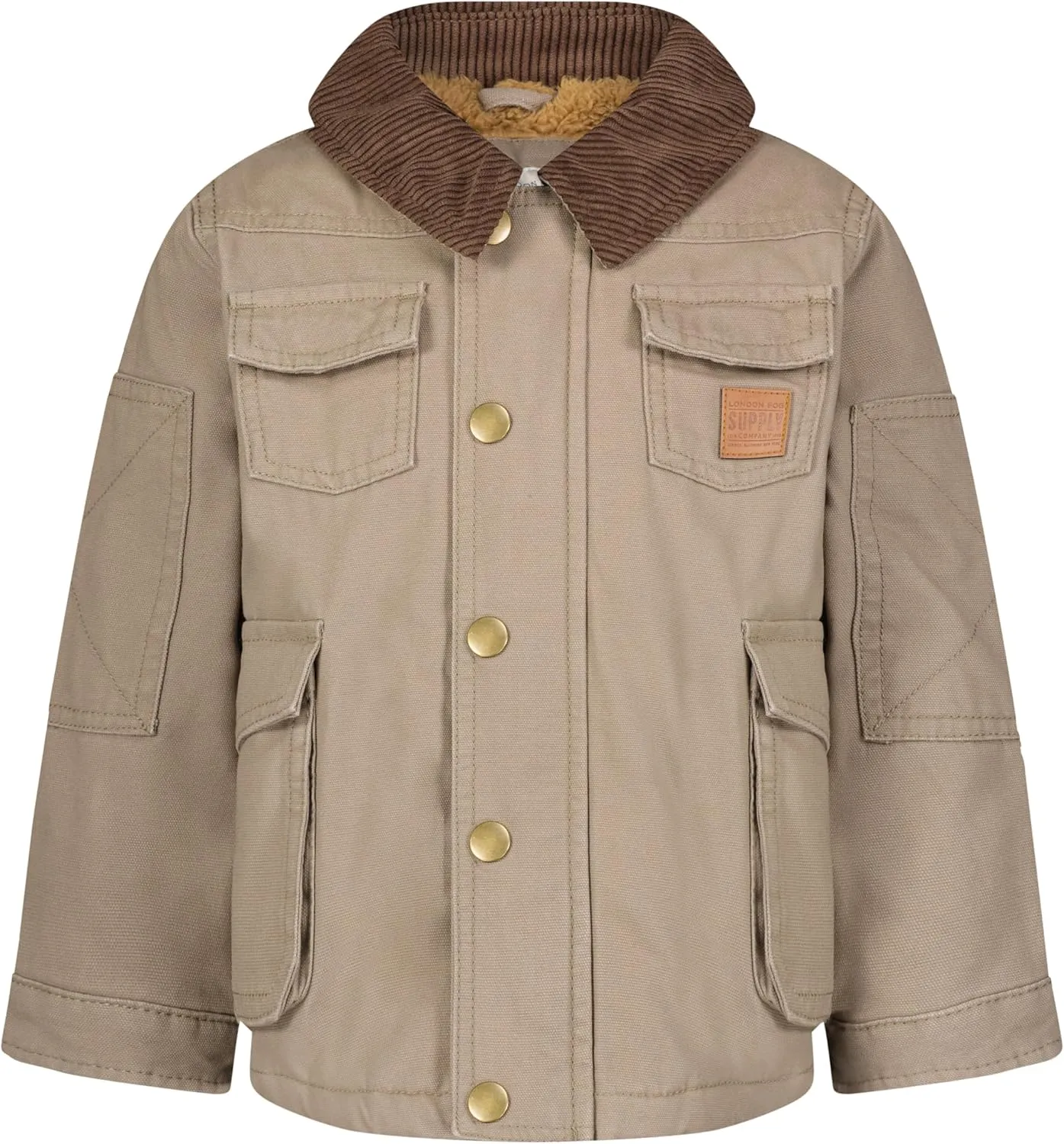 LONDON FOG Boys' Sherpa-Lined Utility Jacket Canvas Barn Coat