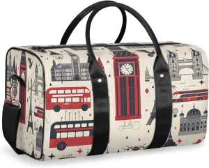London Travel Duffle Bag, Sports Gym Bags for Women Men, Carry On Weekender Overnight Bag, Big Ben England Workout Hospital Airplane Trips Bag