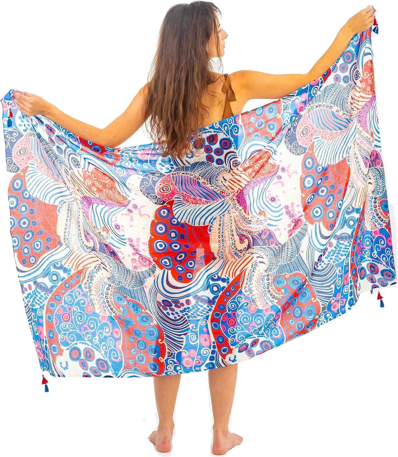 Long Sarong for Women Smooth and Silky Cotton Beach Pareo Bikini Swimsuit Cover Up Tapestry Wall Hanging - Wrap Skirt