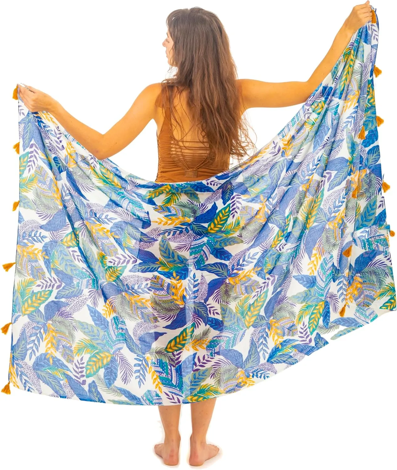 Long Sarong for Women Smooth and Silky Cotton Beach Pareo Bikini Swimsuit Cover Up Tapestry Wall Hanging - Wrap Skirt