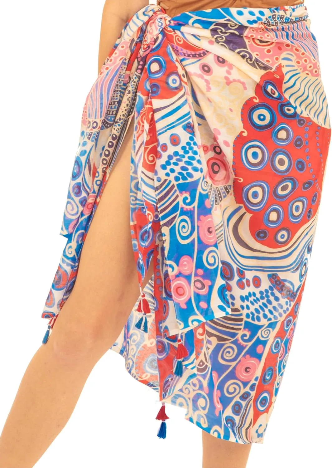 Long Sarong for Women Smooth and Silky Cotton Beach Pareo Bikini Swimsuit Cover Up Tapestry Wall Hanging - Wrap Skirt