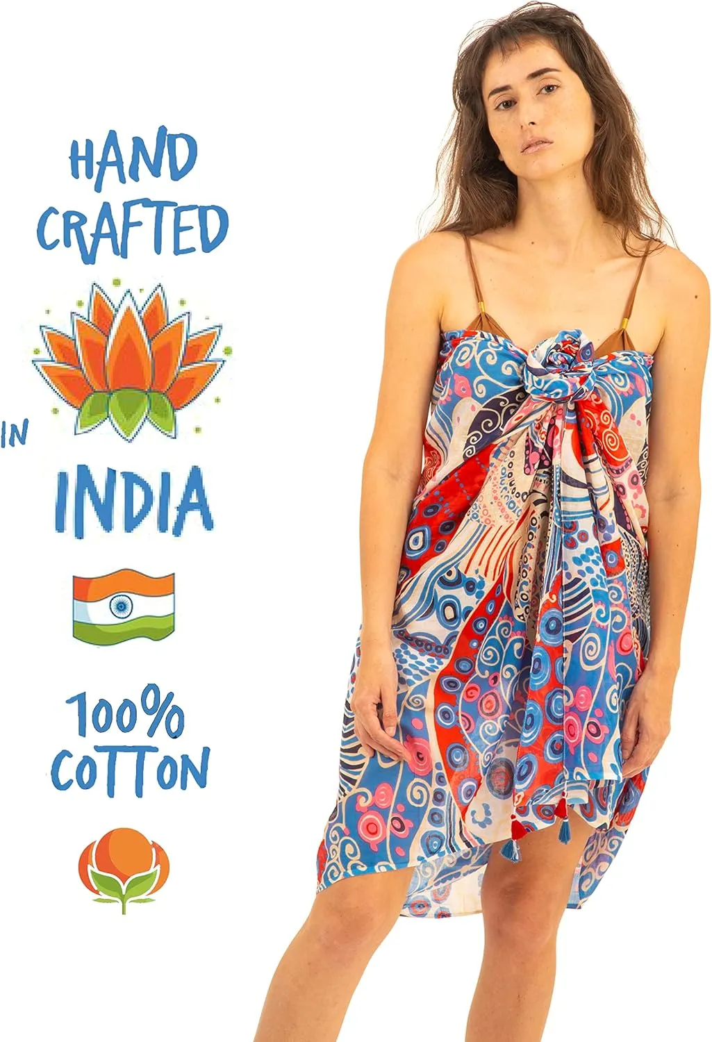 Long Sarong for Women Smooth and Silky Cotton Beach Pareo Bikini Swimsuit Cover Up Tapestry Wall Hanging - Wrap Skirt