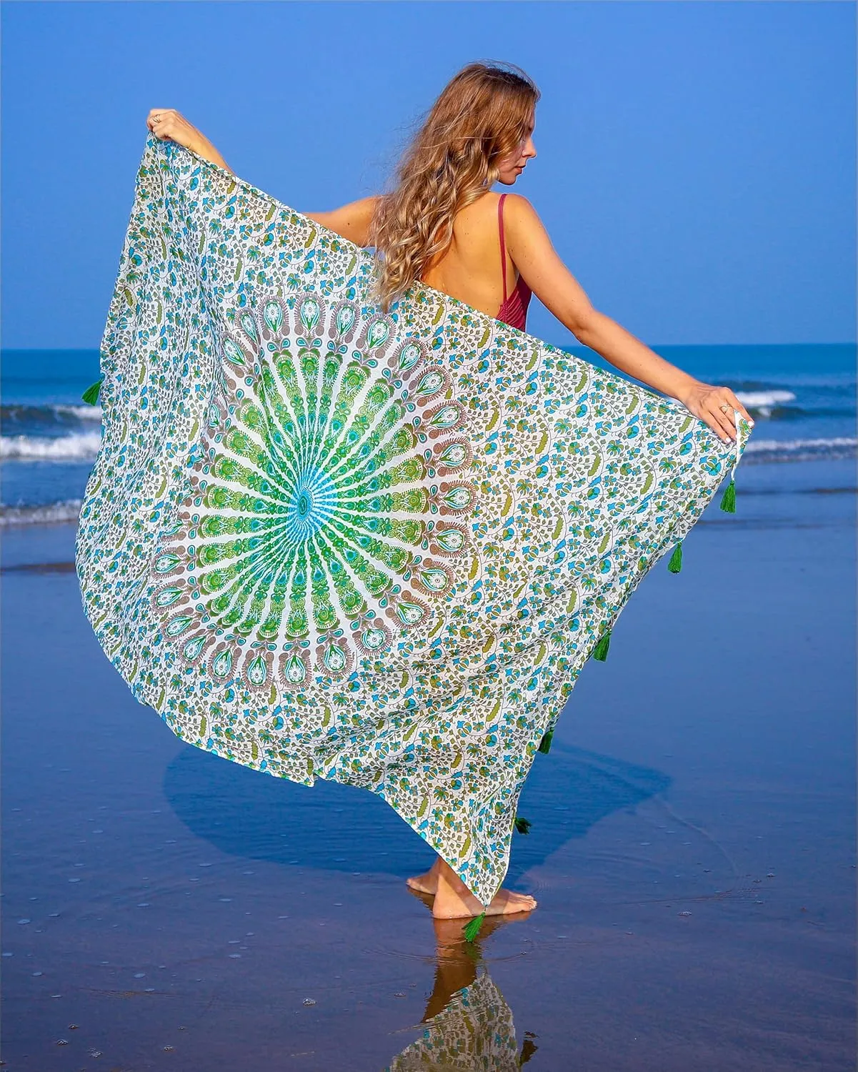 Long Sarong for Women Smooth and Silky Cotton Beach Pareo Bikini Swimsuit Cover Up Tapestry Wall Hanging - Wrap Skirt