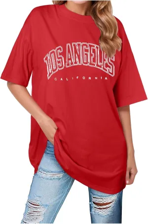Los Angeles California Tunic Tops for Women 2025 Trendy Sports Going Out Loose Fit Long Tee Shirts Casual Cute Summer