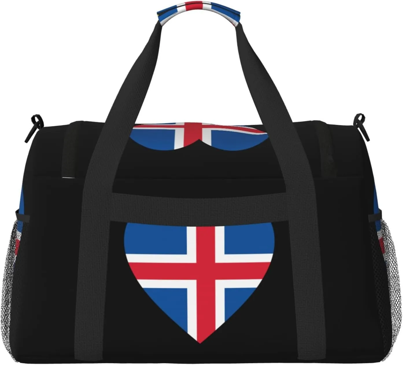 Love Iceland Flag Travel Duffel Bag Large Foldable Waterproof Overnight Bag For Beach Swim Bags Pool Sports Gym