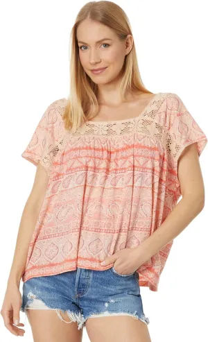 Lucky Brand Square Neck Printed Beach Tee