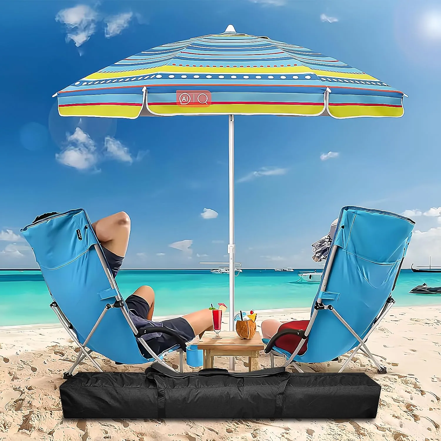 LUEXBOX 2Pack 57 Inch Patio Umbrella Storage Bag for Outdoor, Nylon Beach Umbrella Folding Cover, Heavy Duty Zipper Travel Carrying Duffle Bag for Sports, Beach