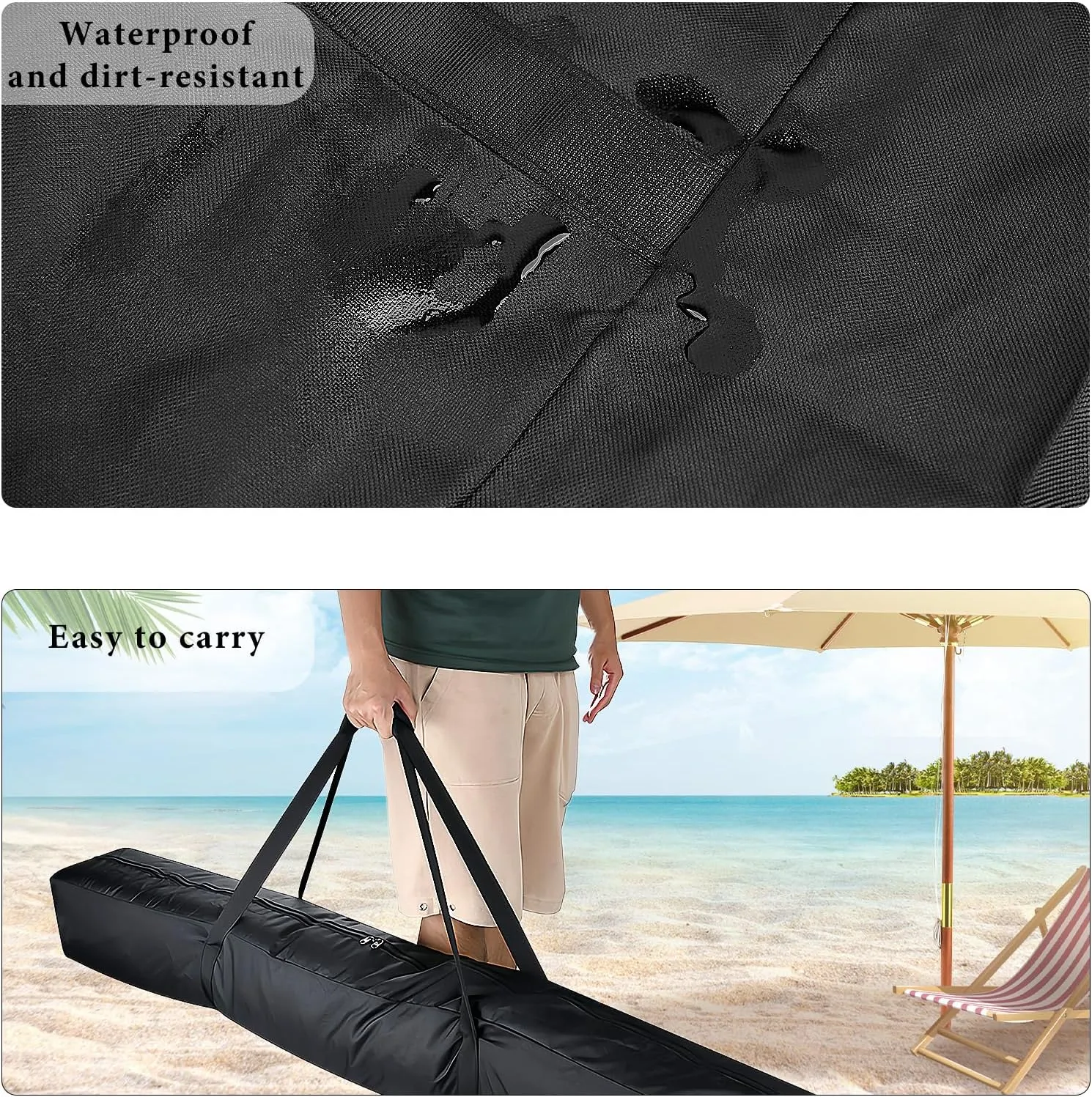 LUEXBOX 2Pack 57 Inch Patio Umbrella Storage Bag for Outdoor, Nylon Beach Umbrella Folding Cover, Heavy Duty Zipper Travel Carrying Duffle Bag for Sports, Beach