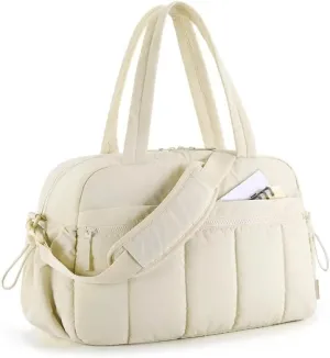 Luggage Bag Dry Wet Separation Travel Duffel Bag Gym Bag for Women with Weekender Bags Waterproof Hand Airport Cabin Bag(Ivory)