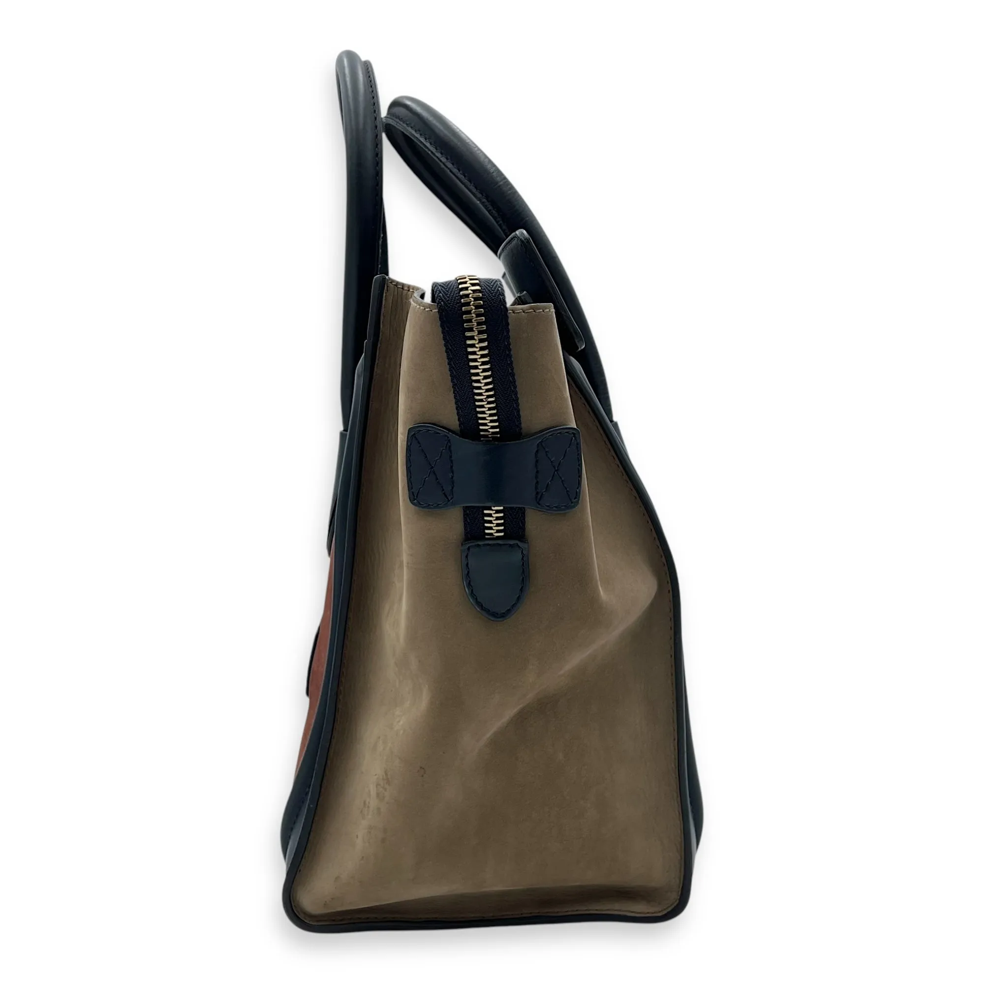 Luggage Mini Multi-colour Top Handle Bag in Suede Leather, Gold hardware