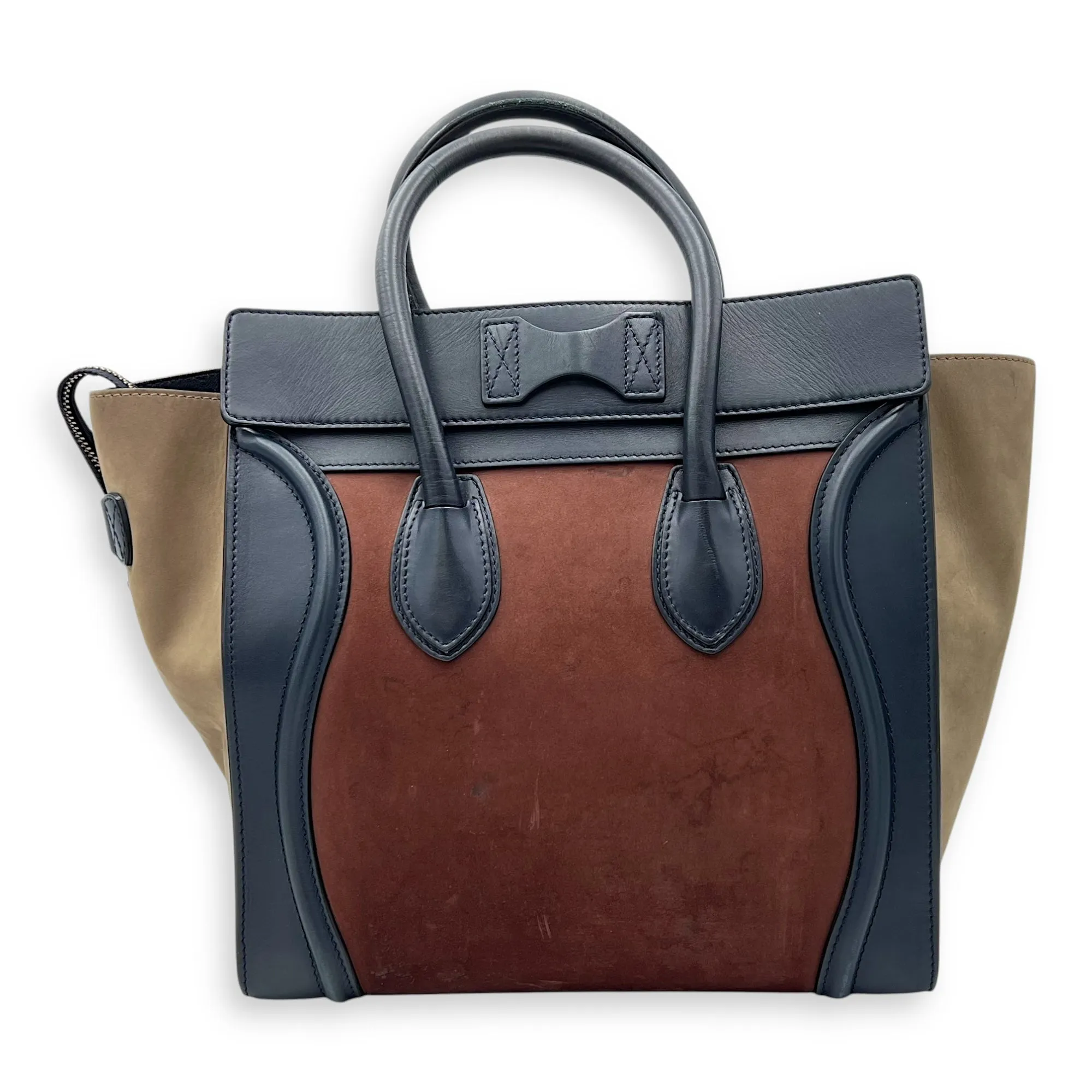 Luggage Mini Multi-colour Top Handle Bag in Suede Leather, Gold hardware