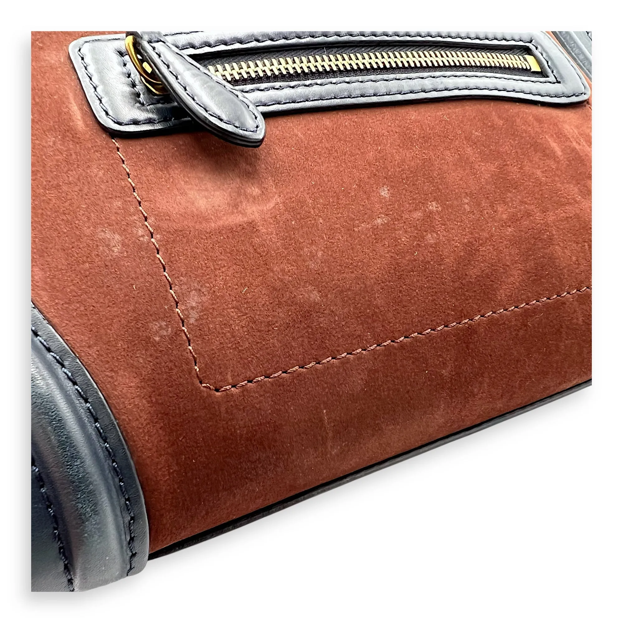 Luggage Mini Multi-colour Top Handle Bag in Suede Leather, Gold hardware