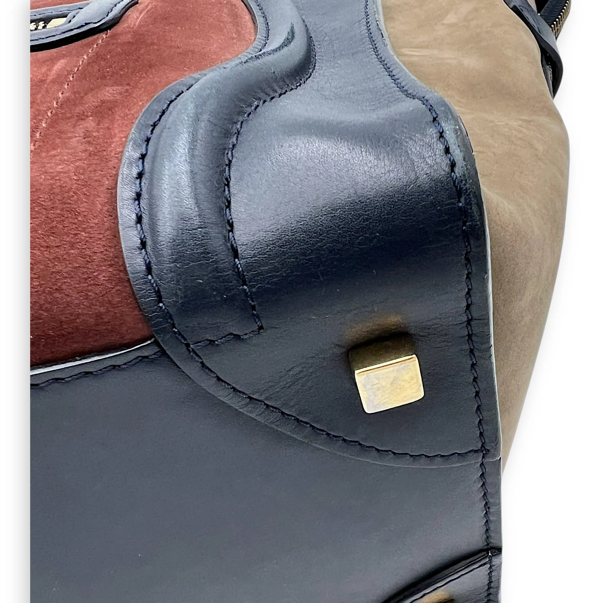 Luggage Mini Multi-colour Top Handle Bag in Suede Leather, Gold hardware