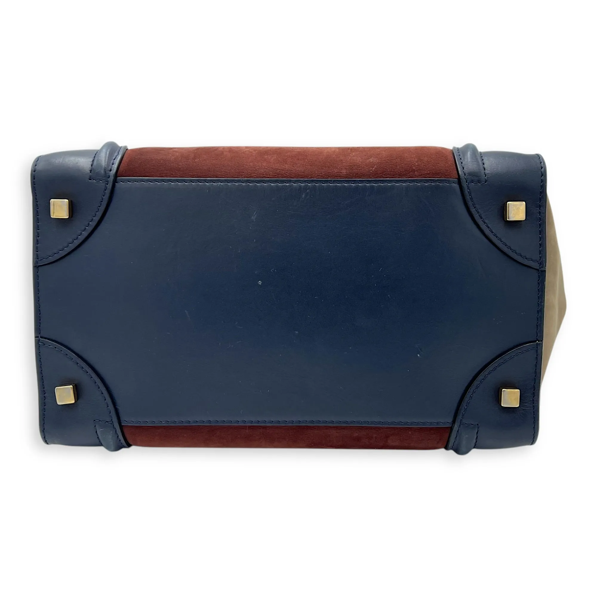 Luggage Mini Multi-colour Top Handle Bag in Suede Leather, Gold hardware