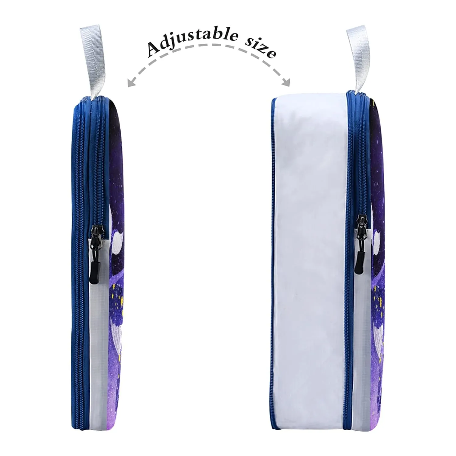 Magic Whale in the Dark Ocean Night Starry Sky Moon Purple Style 3 Piece set Cubes Expandable Adjustable Luggage Packing Bags, Ultralight Organizer Accessories Travel Suitcase Compressible Bags