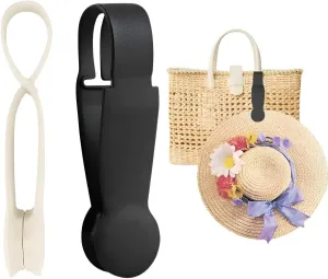 Magnetic Hat Clip for Travel 2pcs, Light Khaki Silicone Hat Holder for Bag, Tote, Luggage, Instant Access, Multi-Functional Beach Straw Hat Carry Clip, Vacation Travel Accessory (Black)
