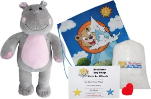 Make Your Own Stuffed Animal 16" "Happy The Hippo - No Sew - Kit with Cute Backpack!