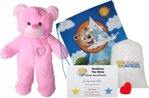 Make Your Own Stuffed Animal 16" "Pink Patches Bear - No Sew - Kit with Cute Backpack!
