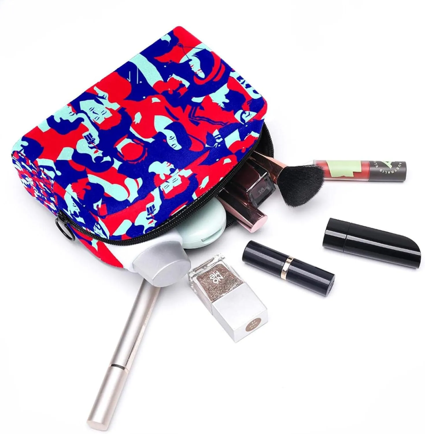Makeup Organizer Bag, Crowd of People Art Pattern Pencil Case Cosmetic Storage Bag Portable Toiletry Pouch for Women, Men, Traveling, School