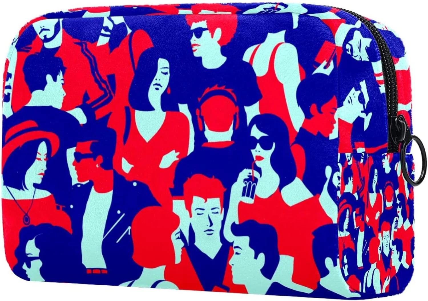 Makeup Organizer Bag, Crowd of People Art Pattern Pencil Case Cosmetic Storage Bag Portable Toiletry Pouch for Women, Men, Traveling, School
