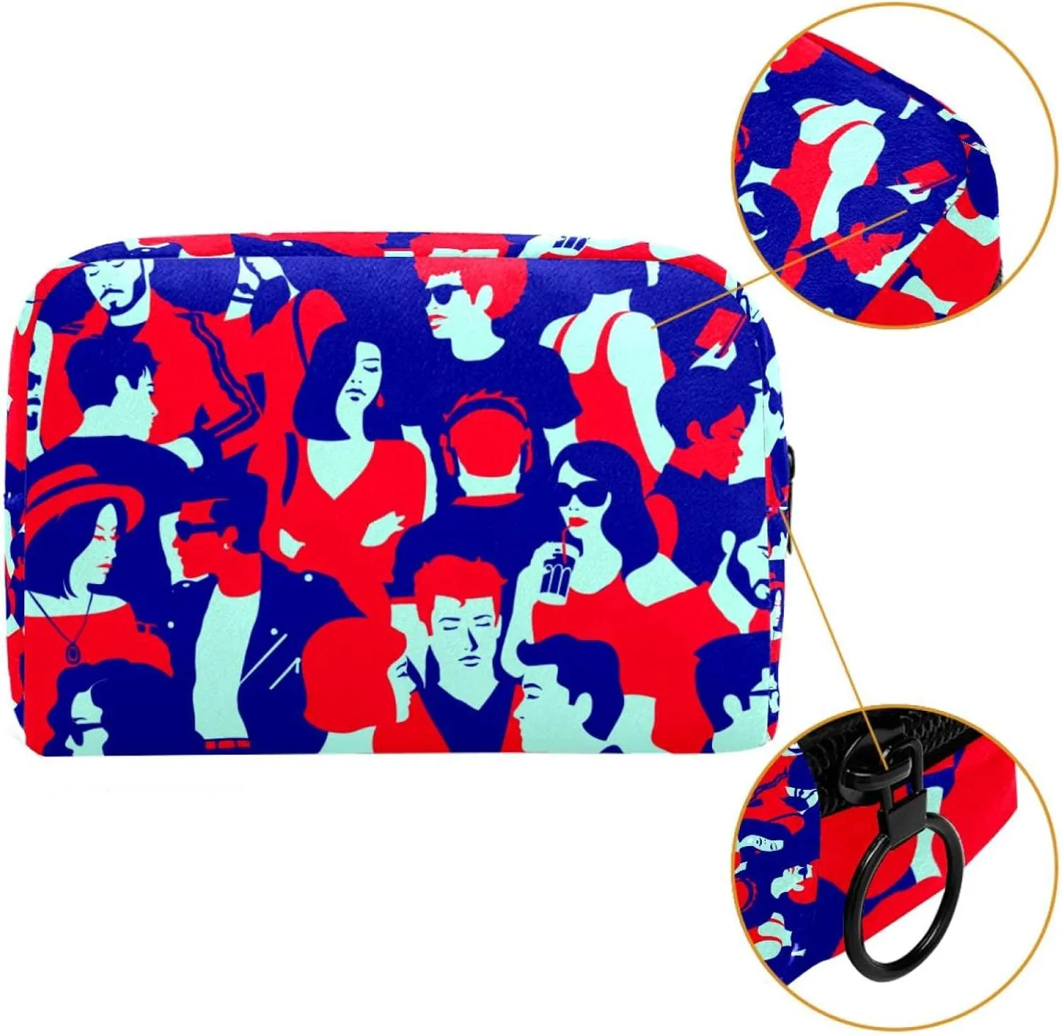 Makeup Organizer Bag, Crowd of People Art Pattern Pencil Case Cosmetic Storage Bag Portable Toiletry Pouch for Women, Men, Traveling, School