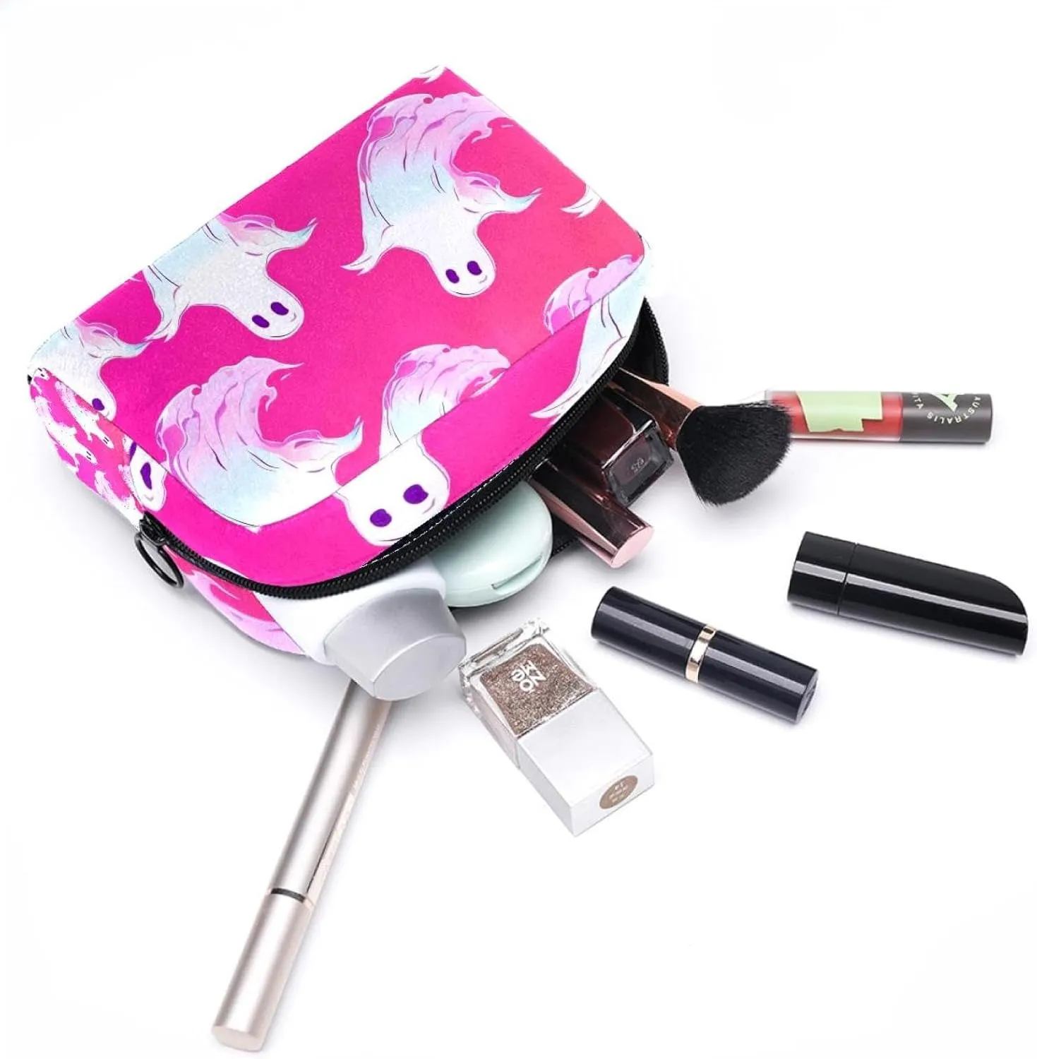 Makeup Organizer Bag, Halloween Ghost Seamless Pattern Pencil Case Cosmetic Storage Bag Portable Toiletry Pouch for Women, Men, Traveling, School