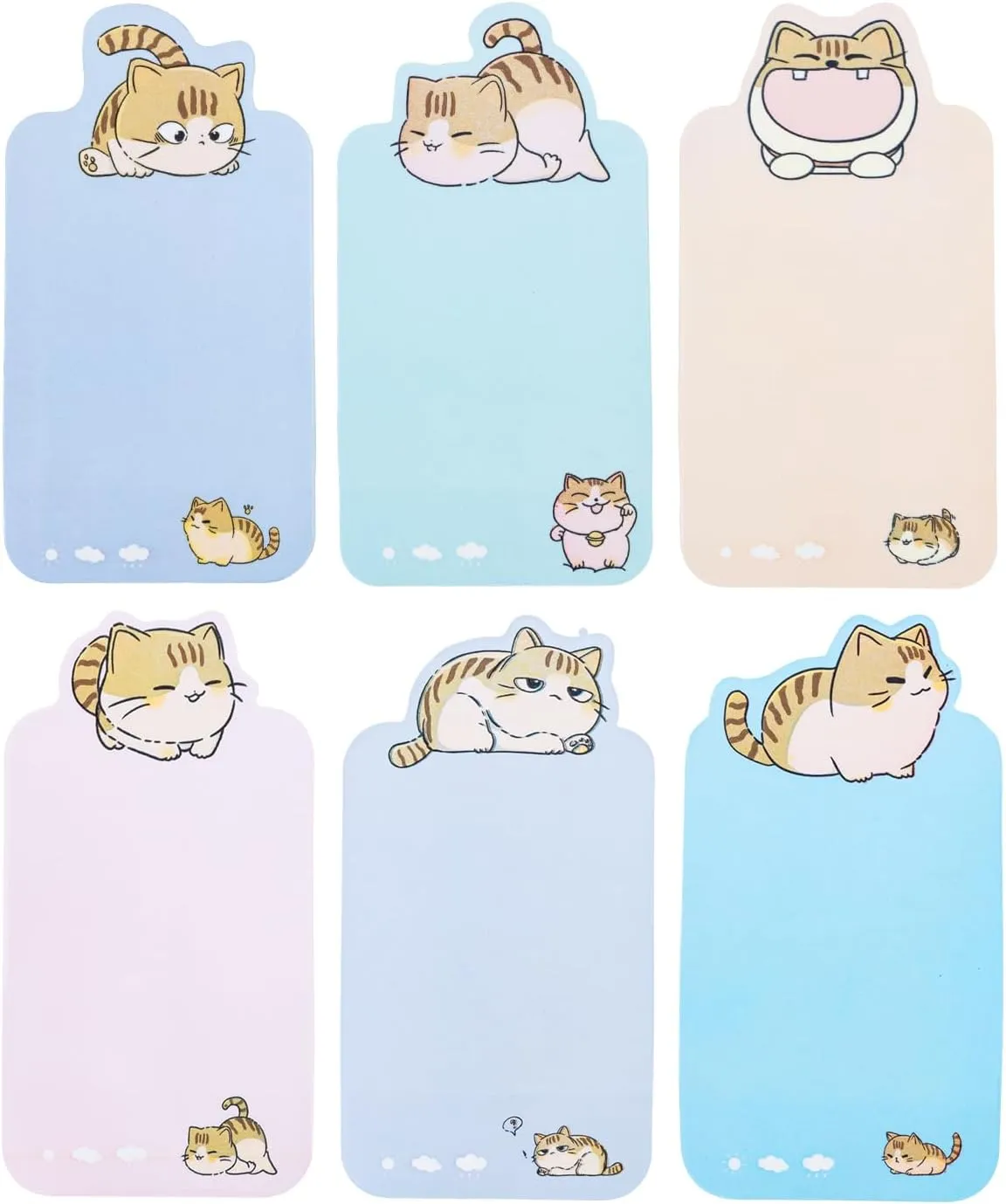 M&G Funny Cat Sticky Notes Set, Cartoon Cute Cat Sticky Notes, 2.4x4.5 in Post its Tabs Self-Stick Note Pads Writing Memo Pads Page Marker for Cat Lover Gift Home School Offices Total 180 Sheets 6 Pad