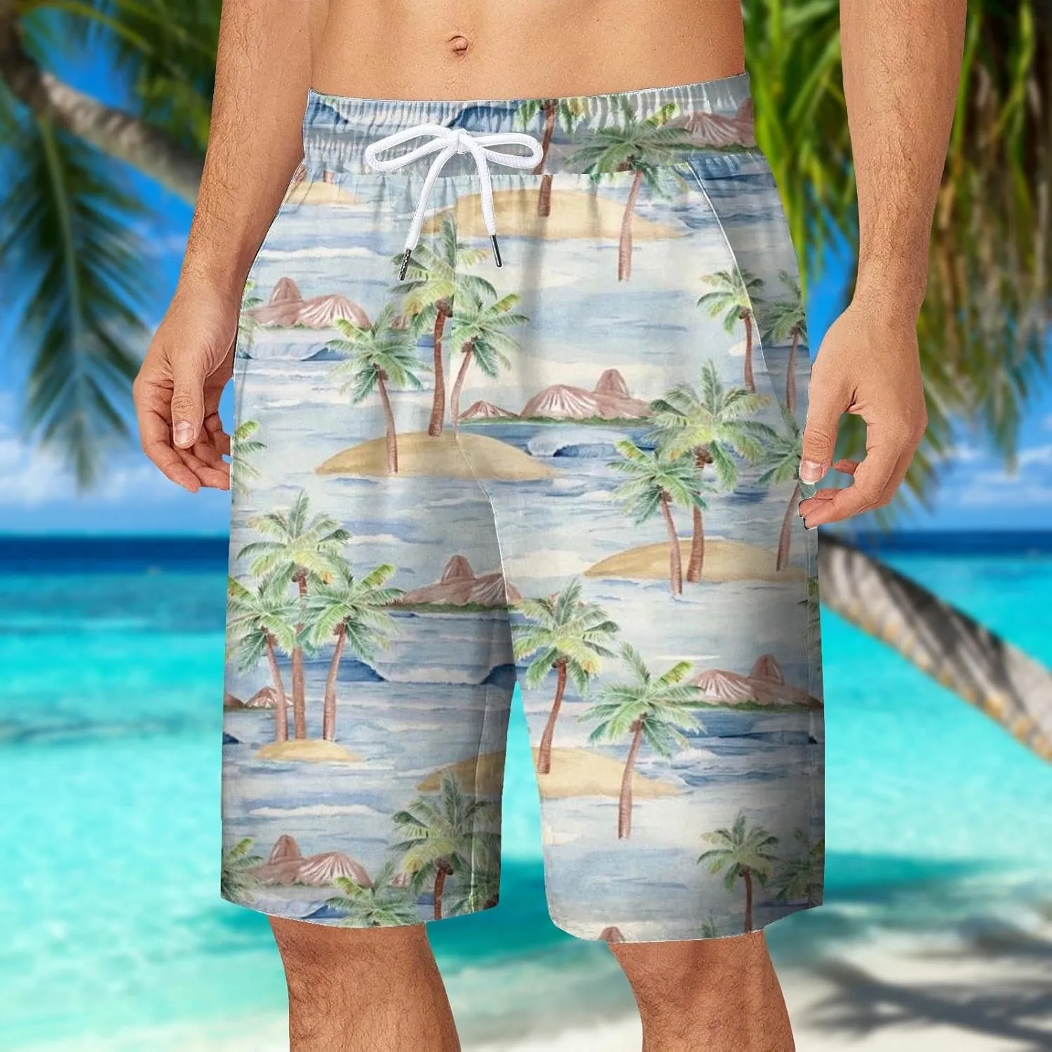 Matching Couples Outfits for Vacation Mesh Printed Beach Shorts Beach Pants Pants Daddy Shorts Men Mens Teal Swim