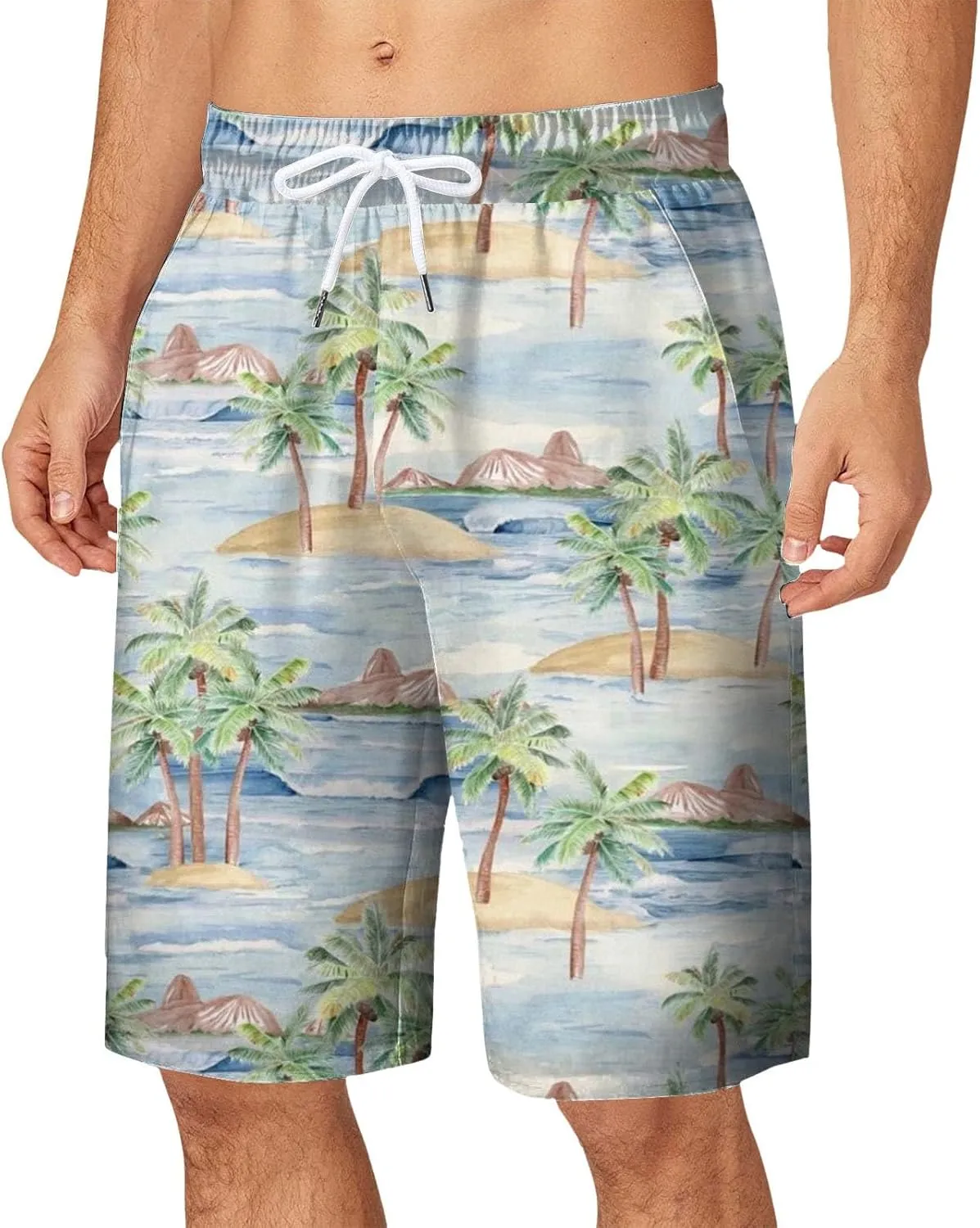 Matching Couples Outfits for Vacation Mesh Printed Beach Shorts Beach Pants Pants Daddy Shorts Men Mens Teal Swim