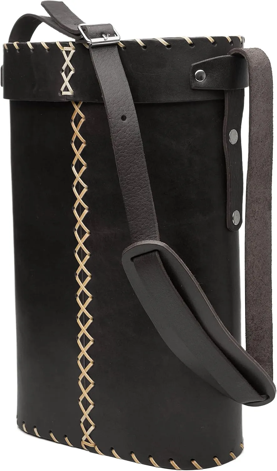 Matero Bag for Yerba Mate Gourd and Thermos, Leather, Handle and Shoulder Strap, Essential for Travel and Home Use