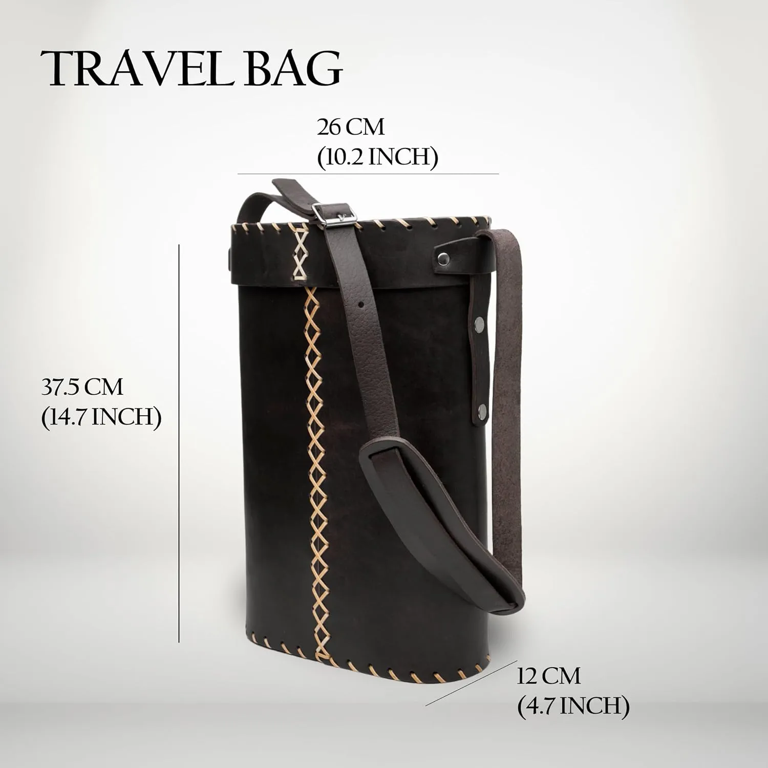 Matero Bag for Yerba Mate Gourd and Thermos, Leather, Handle and Shoulder Strap, Essential for Travel and Home Use