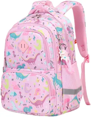 MATMO Kids Backpack Boys Girls Backpack Student School Bag Children Bookbag Daypack (Pink Dinosaur)