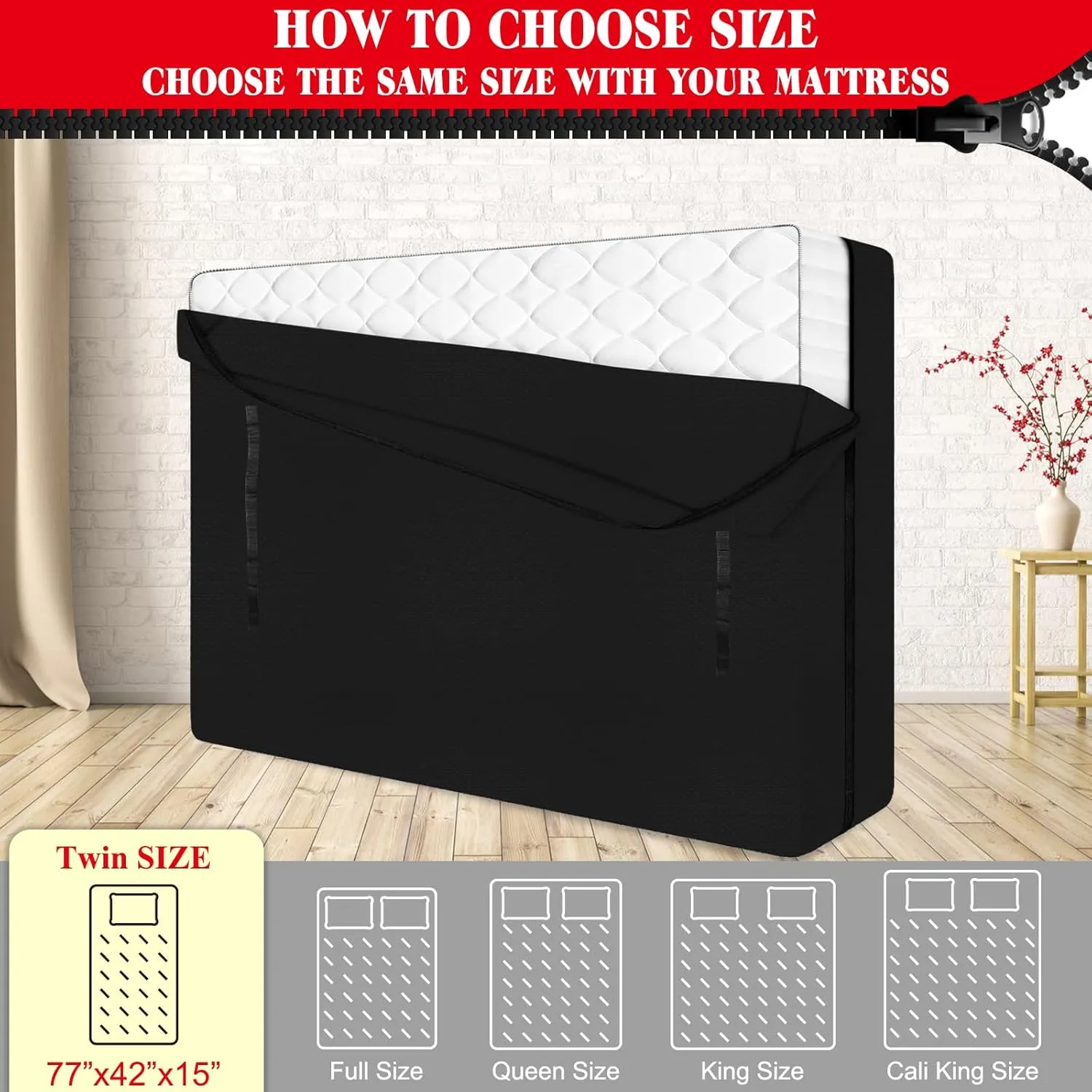 Mattress Bags for Moving and Storage, Zippered Mattress Storage Bag with 8 Strong Carrying Handles, Reusable Mattress Protector Cover Moving Supplies (Twin)