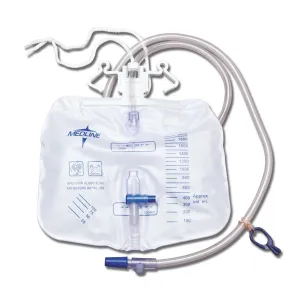 Medline Urinary Drain Bags with Anti Reflux Tower, Sterile, Slide Tap, Latex Free, 2000mL Capacity (Pack of 20)