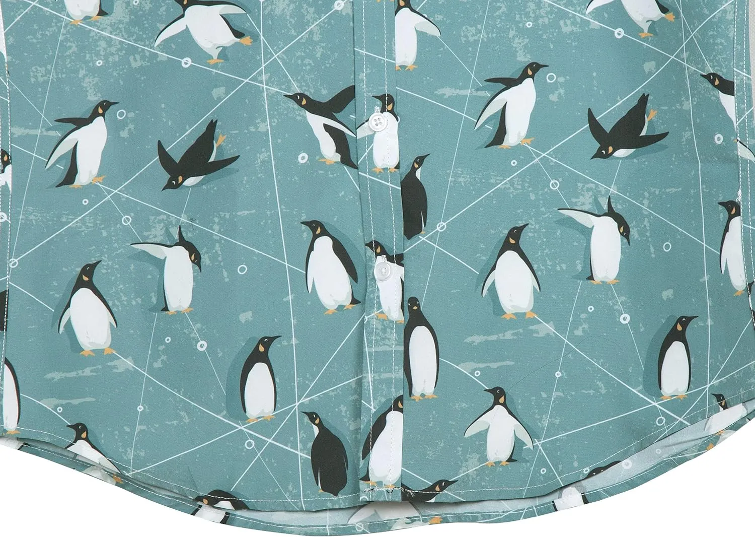 Mens Aloha Hawaiian Shirt Flamingos Penguin Printed Tropical Novelty Casual Short Sleeve Beach Wear