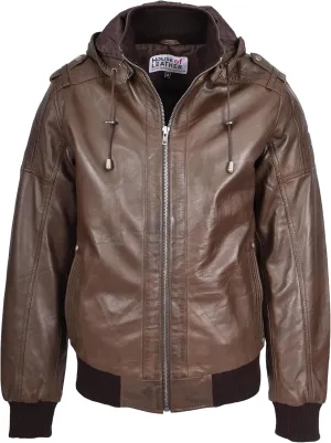 Men's Aviator Leather Coat - Brown, M