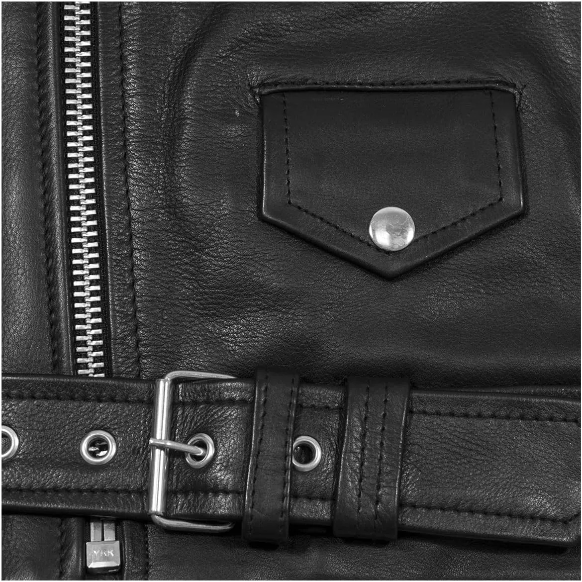 .Men's Biker Rider Motorbike Club Pitbull Face With USA Flage Logo Genuine Leather vest