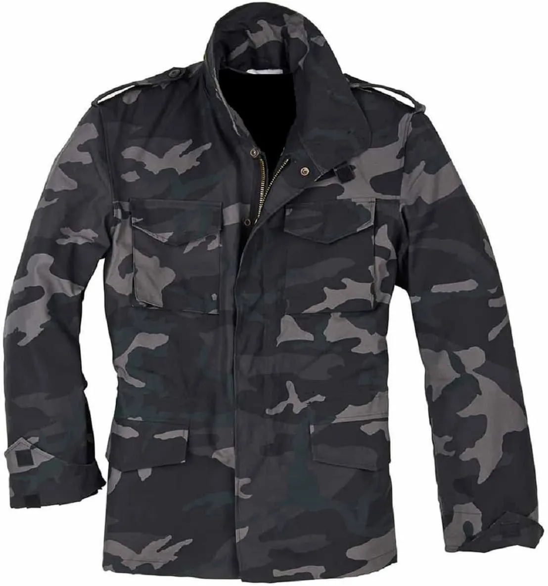 Mens Cotton M65 Coat Jacket | Olive Greene US Army Field Multi Pocket Coat
